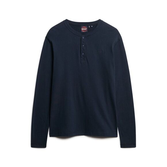 Superdry Top Vintage Logo Embroidered Half Button Henley Navy Tshirt XXL 2XL - Picture 4 of 6